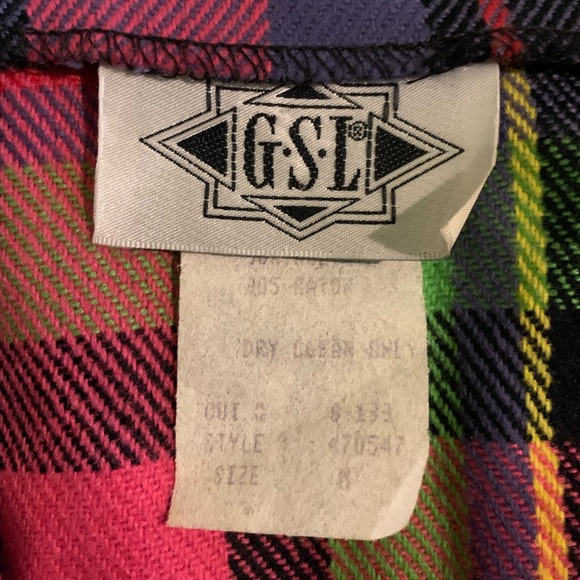 VTG G.S.L Size 6 Multicolored Plaid Double Breasted Blazer - Picture 7 of 9